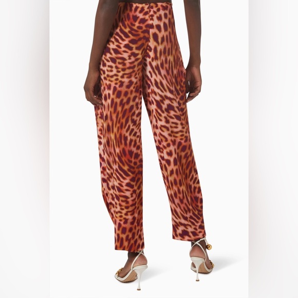 NWT Stella McCartney Tie Waist Wrap Silk Trouser Pants Martini Pink Cheetah 40 - Picture 5 of 16